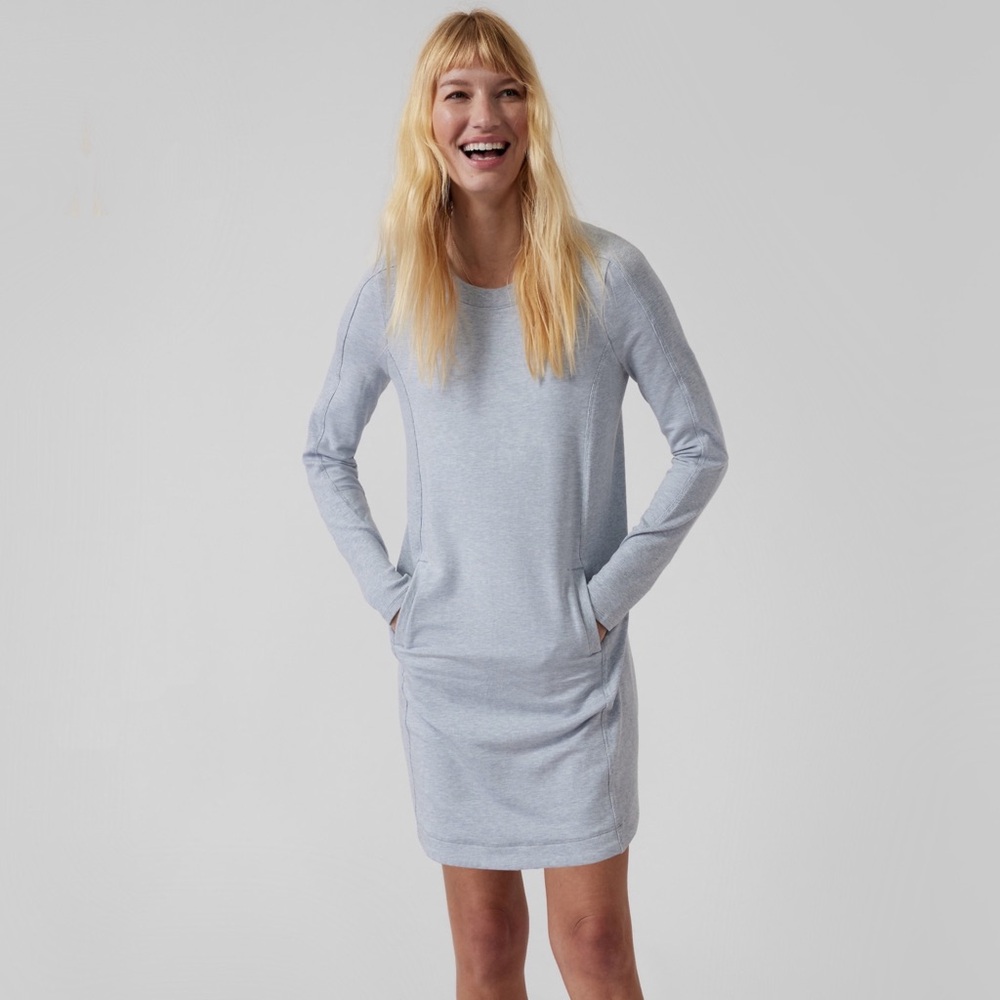 athleta  balance sweatshirt dress in blue star heather, size xl tall